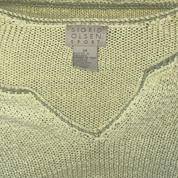 Sigrid Olsen Sport Women's Long Sleeve V Neck Waffle Knit Sweater Green Size M - Picture 4 of 8